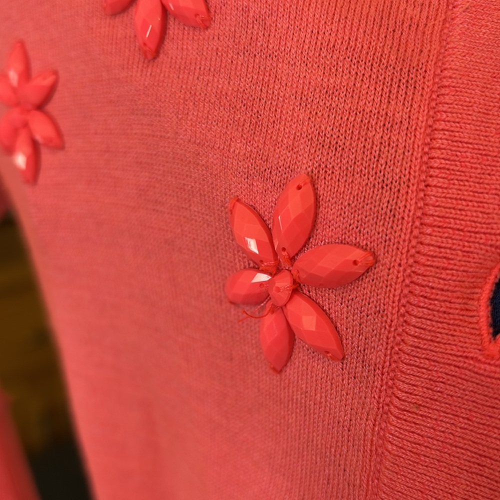Women's Kate Spade Coral beaded Cardigan Sweater medium - Picture 9 of 12